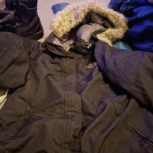 The North Face Women's Black Puffer Coat with Fur Hood